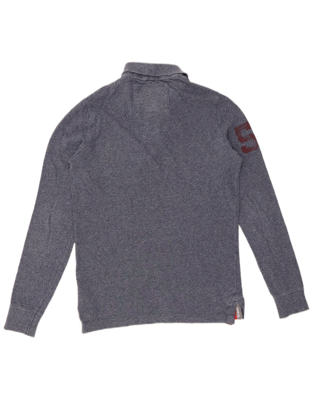 SUPERDRY Herre grafisk langærmet poloshirt Lille marineblå bomuld