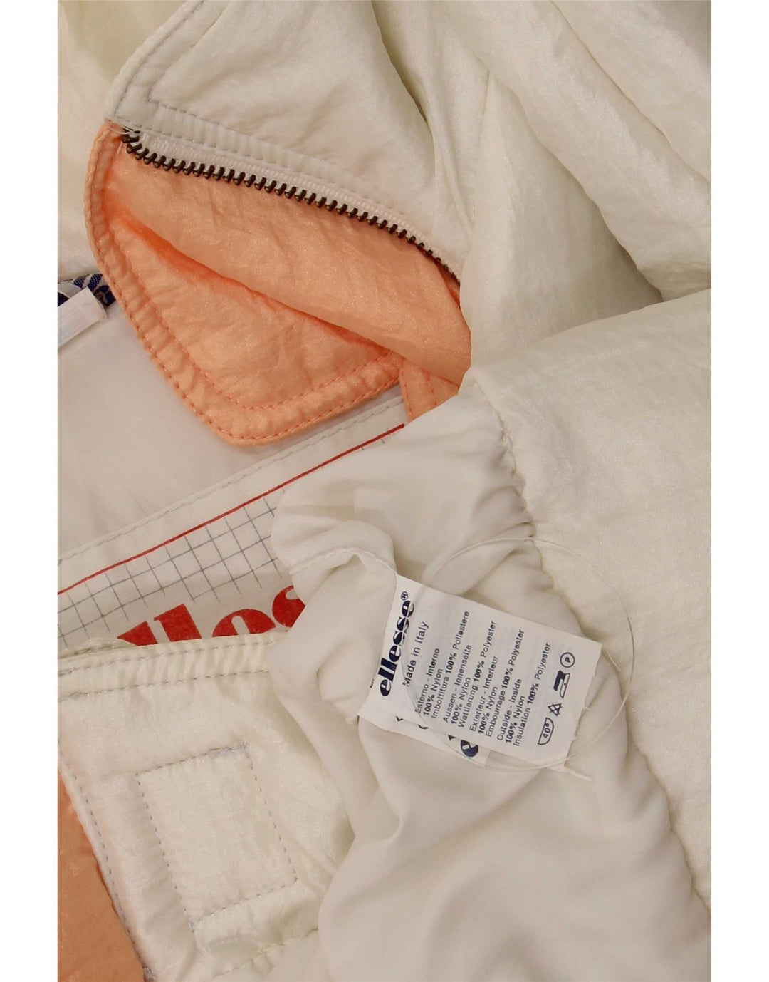 Ellesse Dame Loose Fit Polstret Jakke IT 48 XL Hvid Nylon Retro