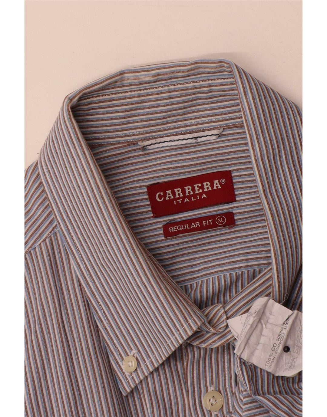 Carrera Herre Regular Fit skjorte XL Blå nålestribet bomuld