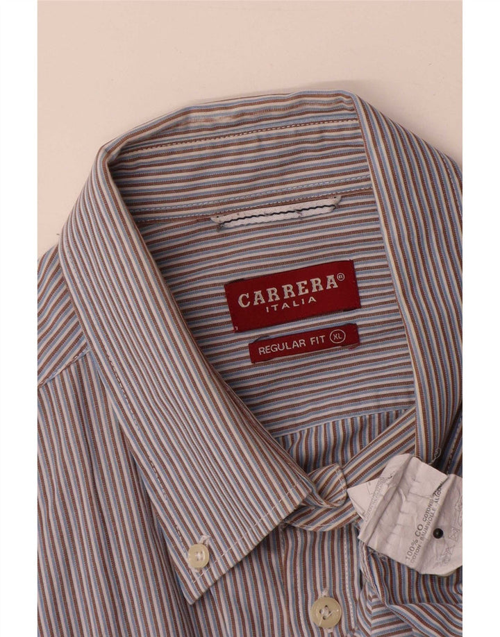 Carrera Herre Regular Fit skjorte XL Blå nålestribet bomuld