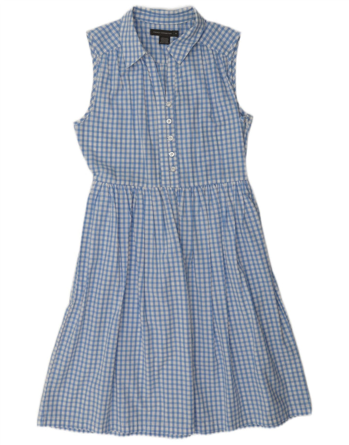 French Connection Dame Ærmeløs A-Line Kjole UK 10 Small Blue Gingham