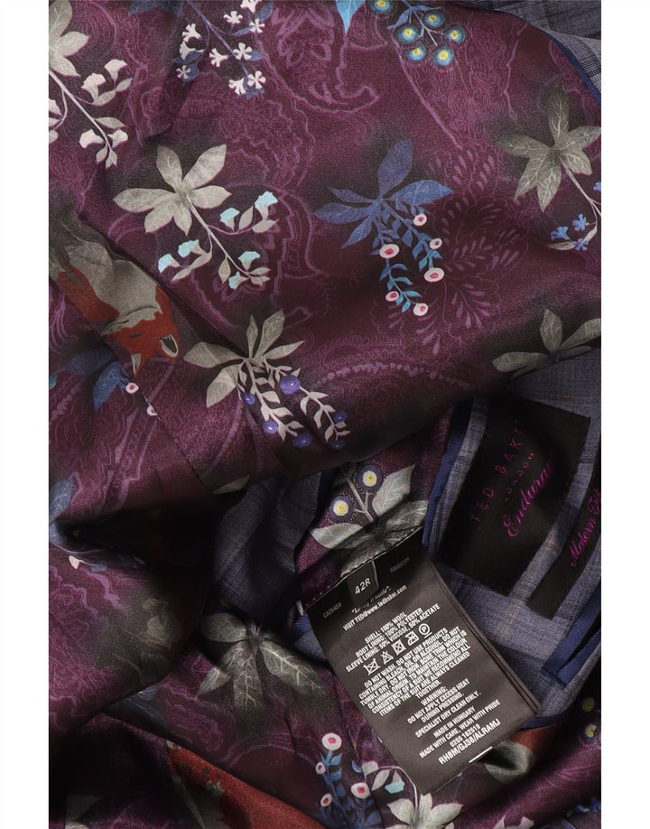 Ted Baker Herre 2-knaps blazerjakke UK 42 XL blå ternet uld