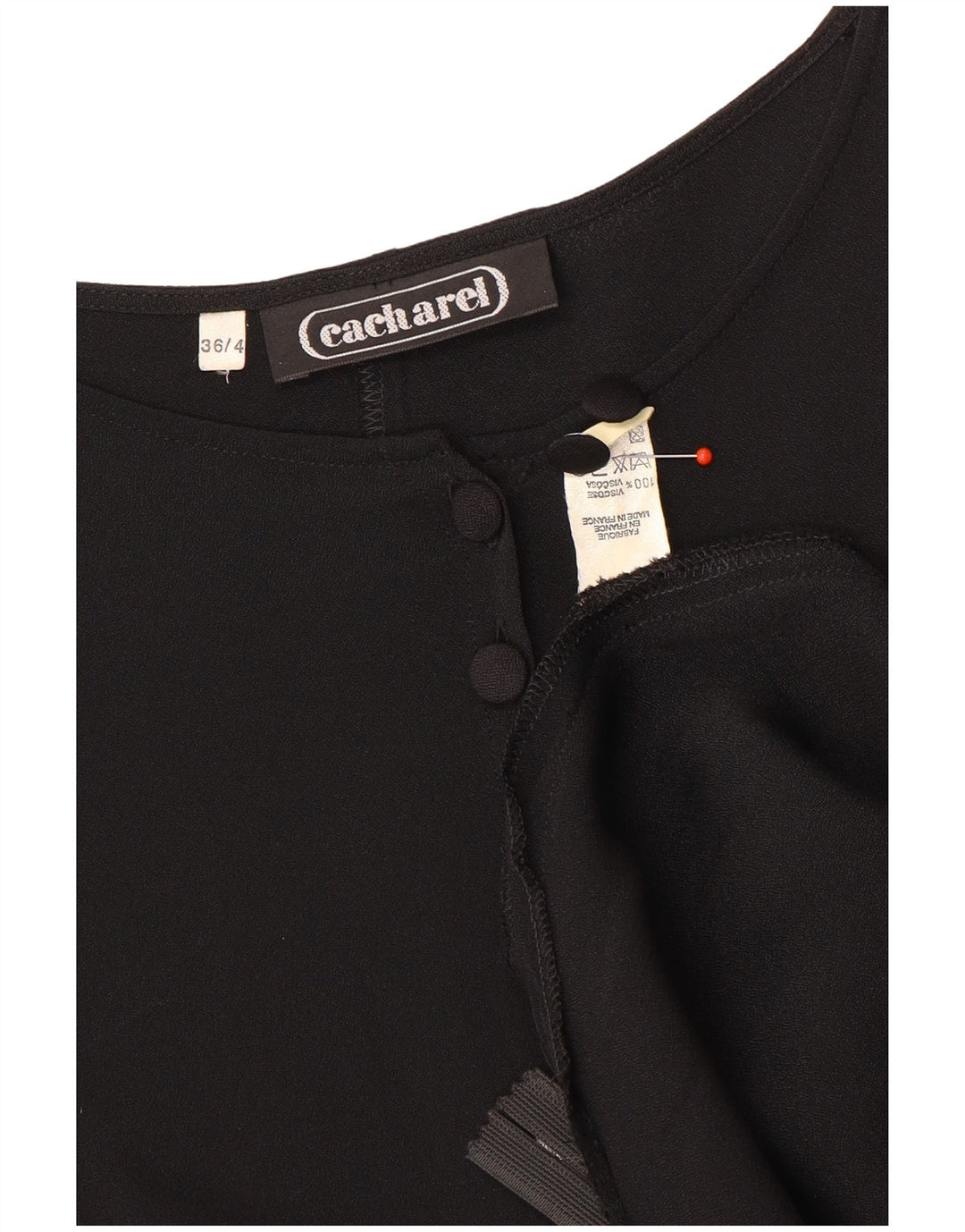 Cacharel Dame Langærmet A-Line Kjole EU 36 Small Black Viscose