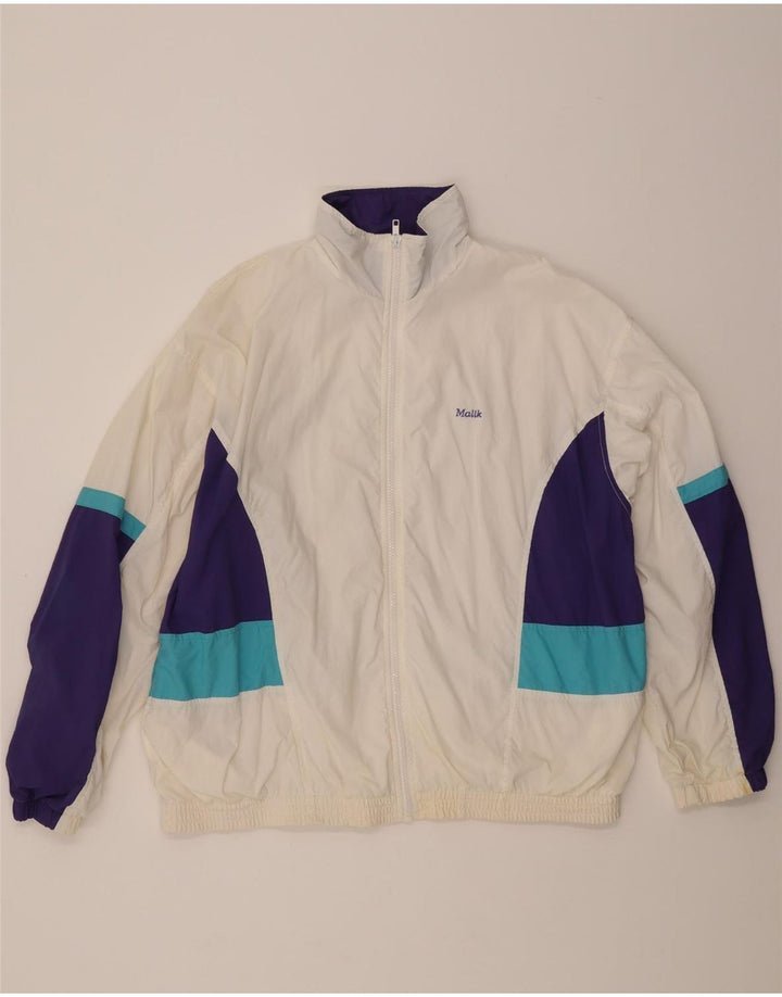 TACTEL Mens Graphic Tracksuit Top Jacket IT 52 Large White Colourblock Vintage Tactel and Second-Hand Tactel from Messina Hembry 
