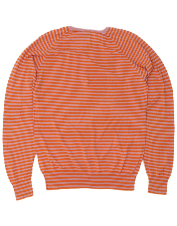 Paul Smith Dame Boat Neck Jumper Sweater UK 14 Medium Orange Stribet