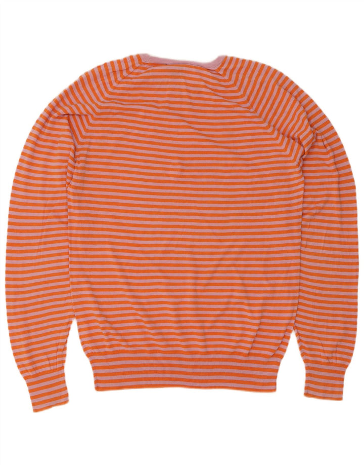 Paul Smith Dame Boat Neck Jumper Sweater UK 14 Medium Orange Stribet