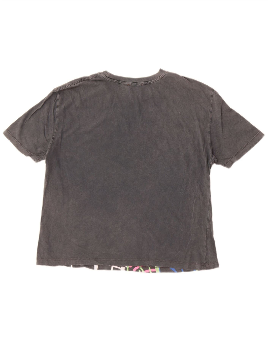 Zara Dame Oversized grafisk T-shirt Top UK 10 Lille Grå Bomuld