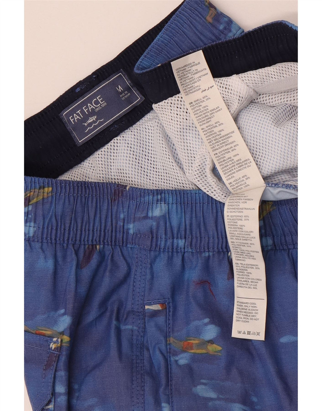 Fat Face Herre grafiske svømmeshorts Medium Blue Polyester