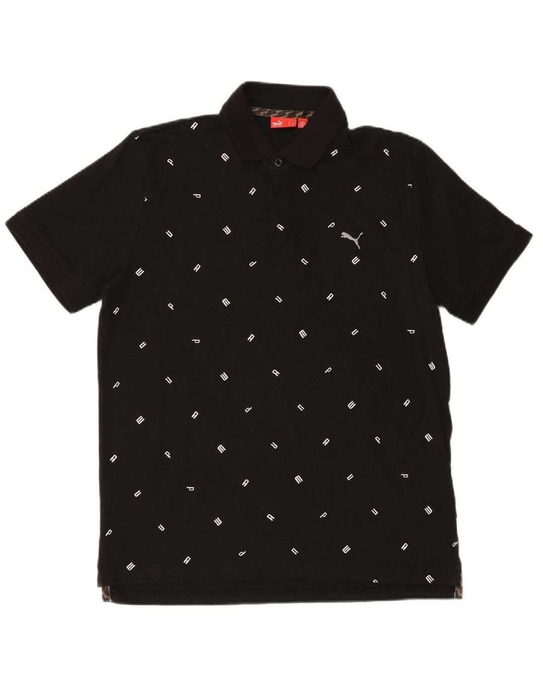 PUMA Mens Graphic Polo Shirt Large Black Cotton