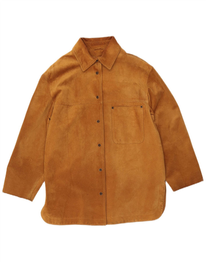 VINTAGE Dame ruskindsjakke IT 42 Medium Beige Læder