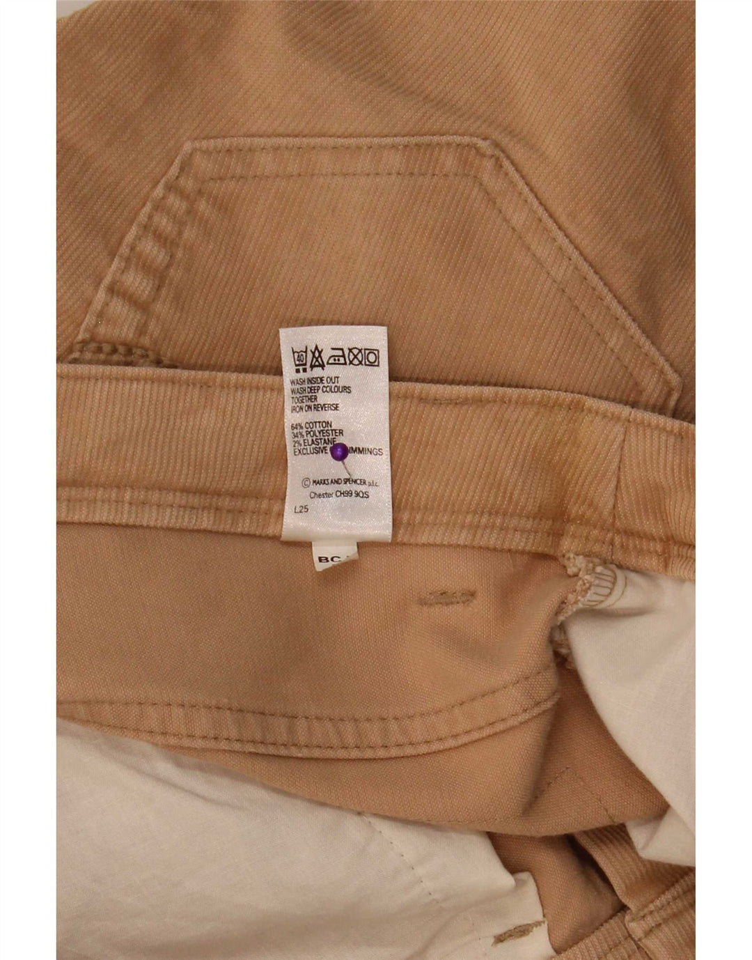 Marks & Spencer fløjlsbukser til kvinder UK 12 Medium W32 L29 Beige
