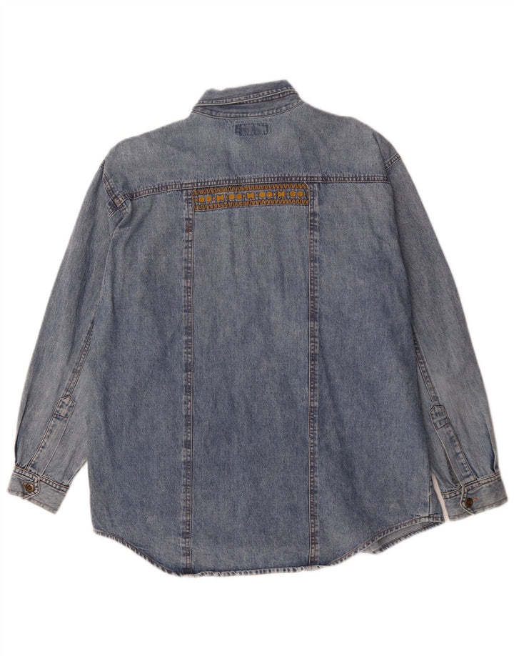 Vintage denimskjorte til mænd, stor blå
