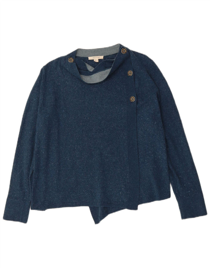 WHITE STUFF Womens Crop Cardigan Sweater UK 14 Large Navy Blue Viscose