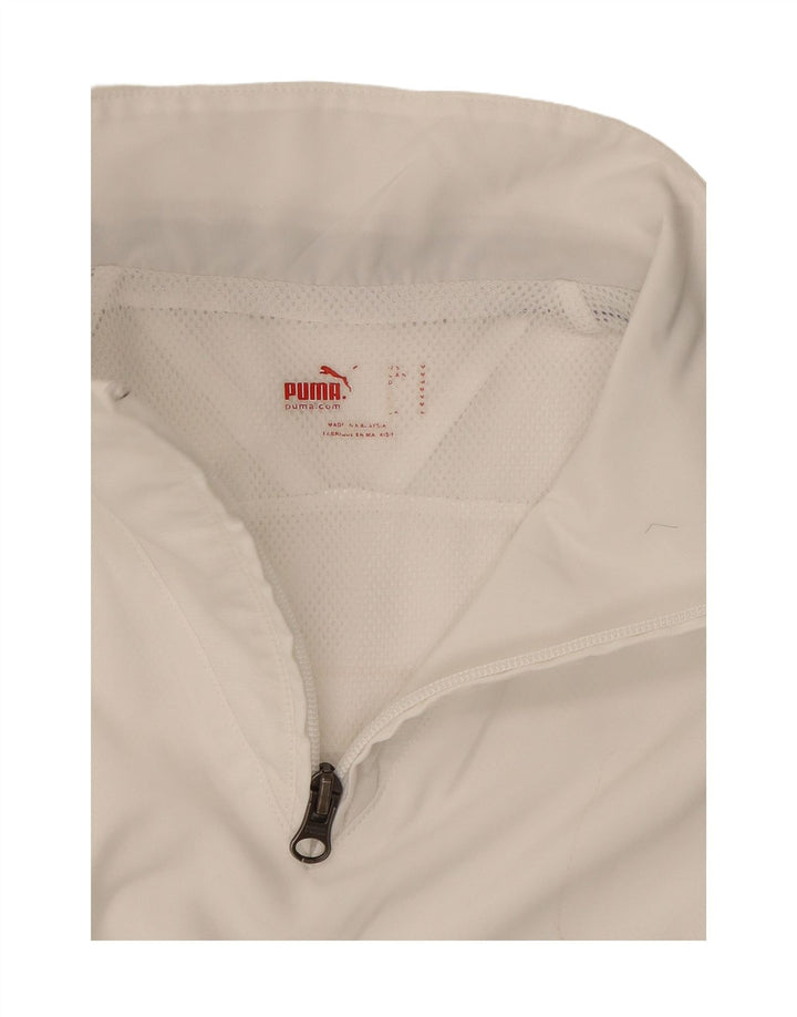 PUMA Mens Graphic Zip Neck Pullover Tracksuit Top Medium White