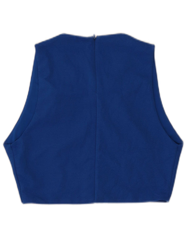 Zara Womens Crop Ærmeløs bluse Top UK 14 Large Blue Polyester