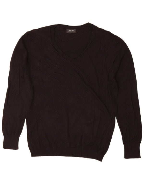 Zara Herre V-hals sweater Stor Sort Viscose