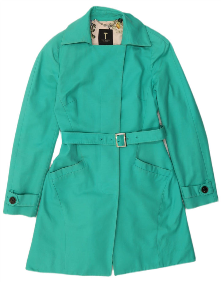 Ted Baker Trench Coat til kvinder størrelse 2 Lille grøn bomuld