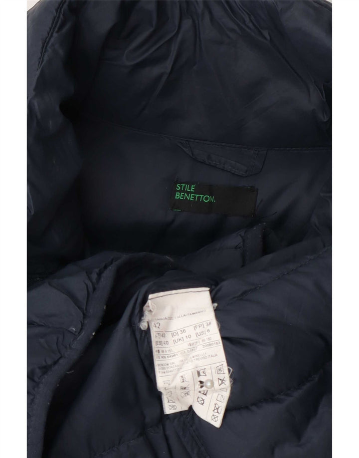 Benetton Dame Polstret Jakke UK 10 Small Navy Blue