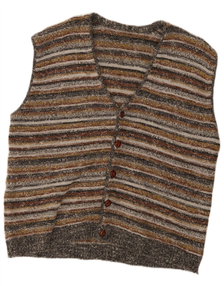 St. Bernard Herre ærmeløs cardigan sweater Stor flerfarvet stribet