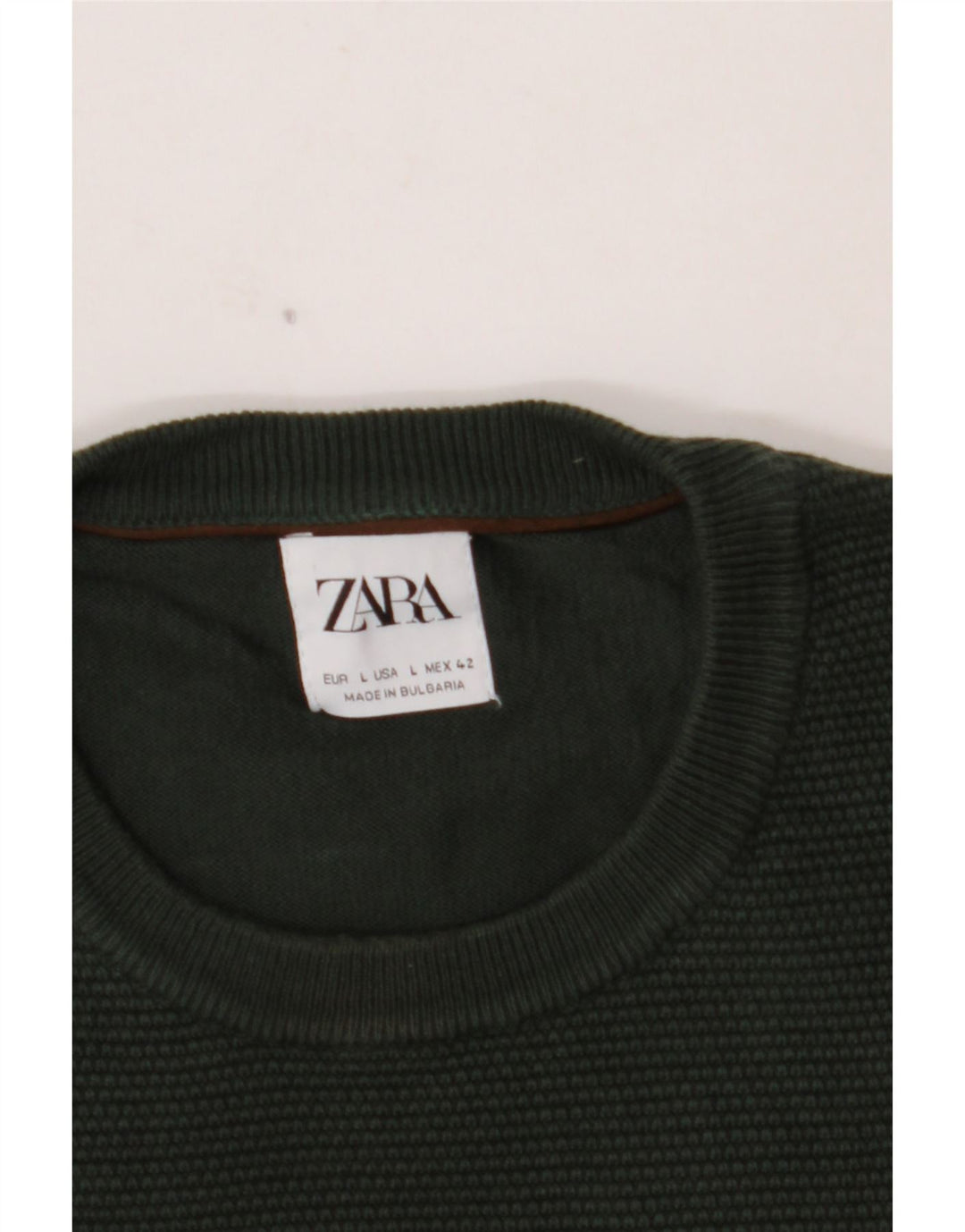ZARA Herre sweater med rund hals, stor grøn