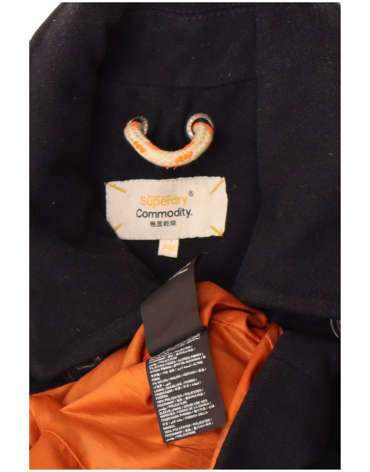Superdry Womens Commodity Pea Coat UK 20 2XL Marineblå Uld