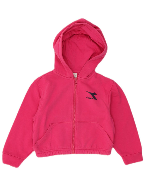 Diadora hættetrøje med lynlås til piger 3-4 år XS Pink bomuld