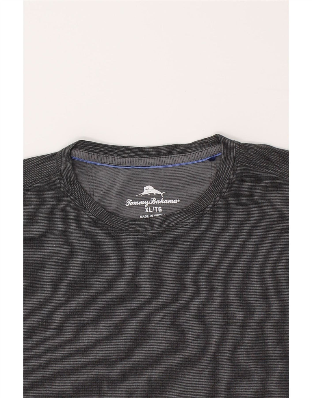 TOMMY BAHAMA Mens T-Shirt Top XL Grey Check Polyester Vintage Tommy Bahama and Second-Hand Tommy Bahama from Messina Hembry 