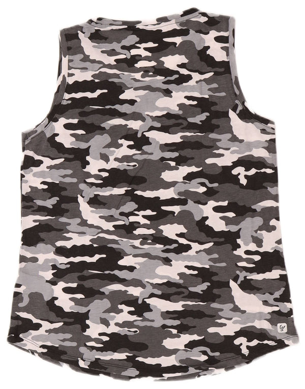 Freddy Dame Grafisk Vest Top UK 12 Medium Grå Camouflage Bomuld