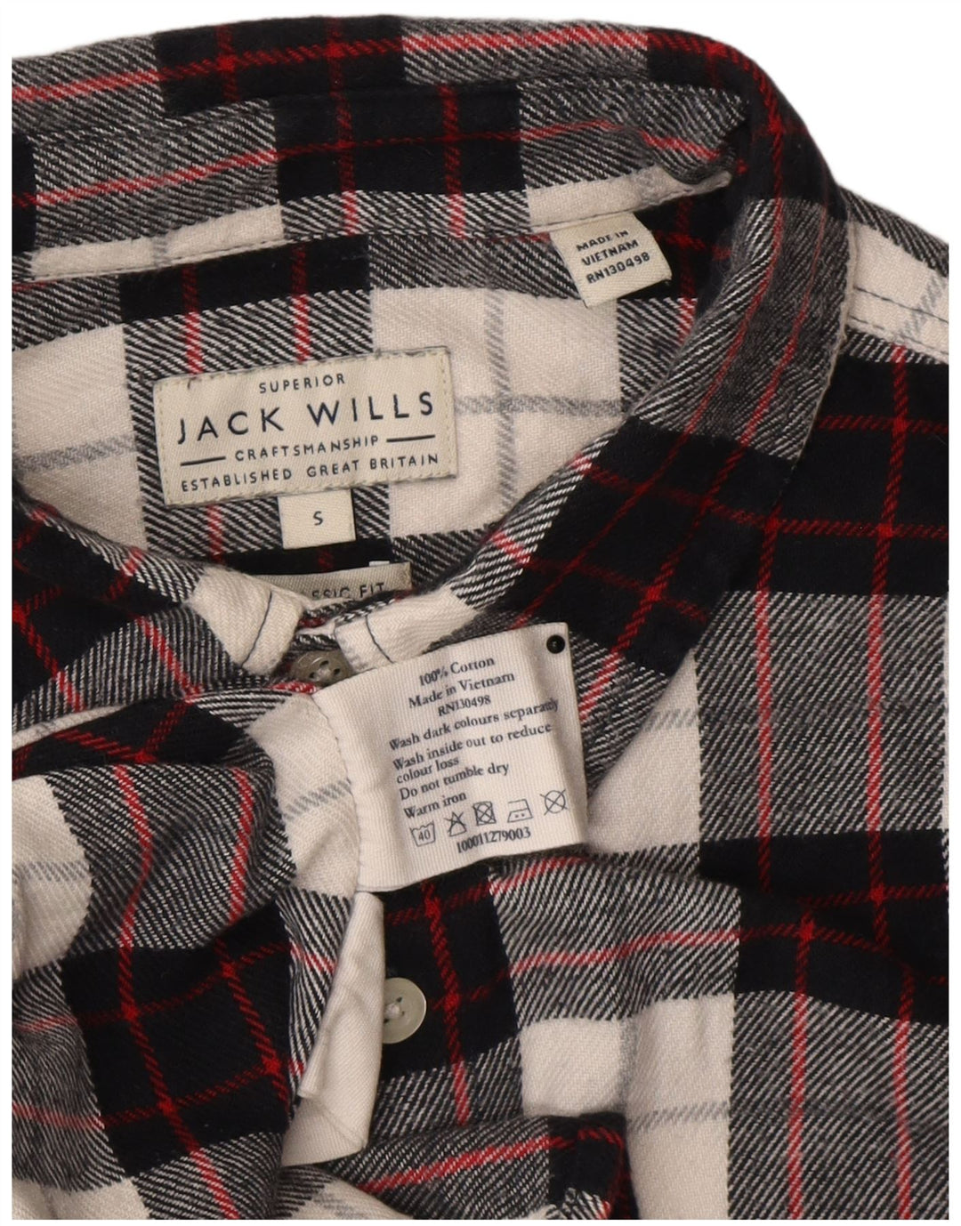 Jack Wills Herre Classic Fit Flannel skjorte Lille sort ternet bomuld