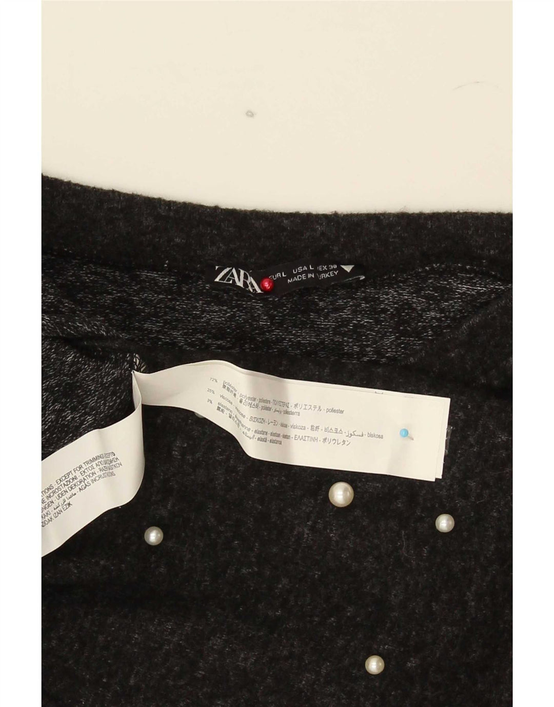 Zara Dame Top 3/4 ærmet UK 16 Large Grå Polyester