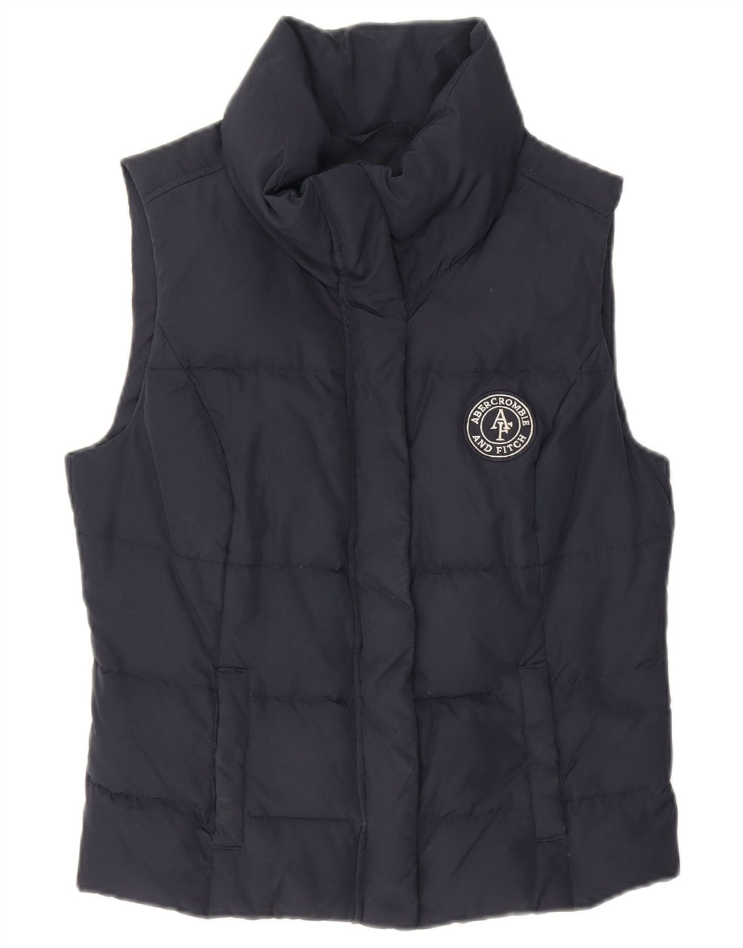 Abercrombie & Fitch Dame Polstret Gilet UK 12 Medium Navy Blue Polyester