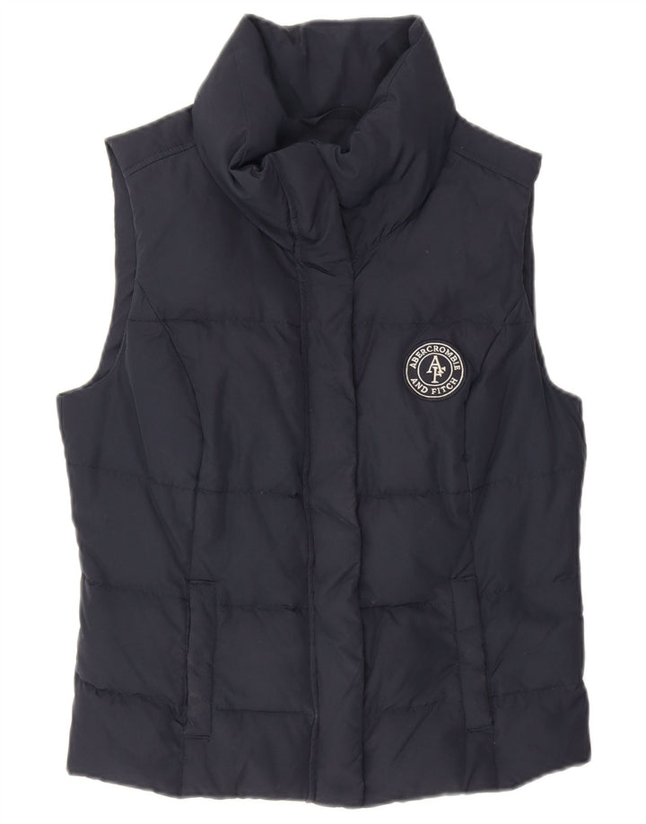 Abercrombie & Fitch Dame Polstret Gilet UK 12 Medium Navy Blue Polyester