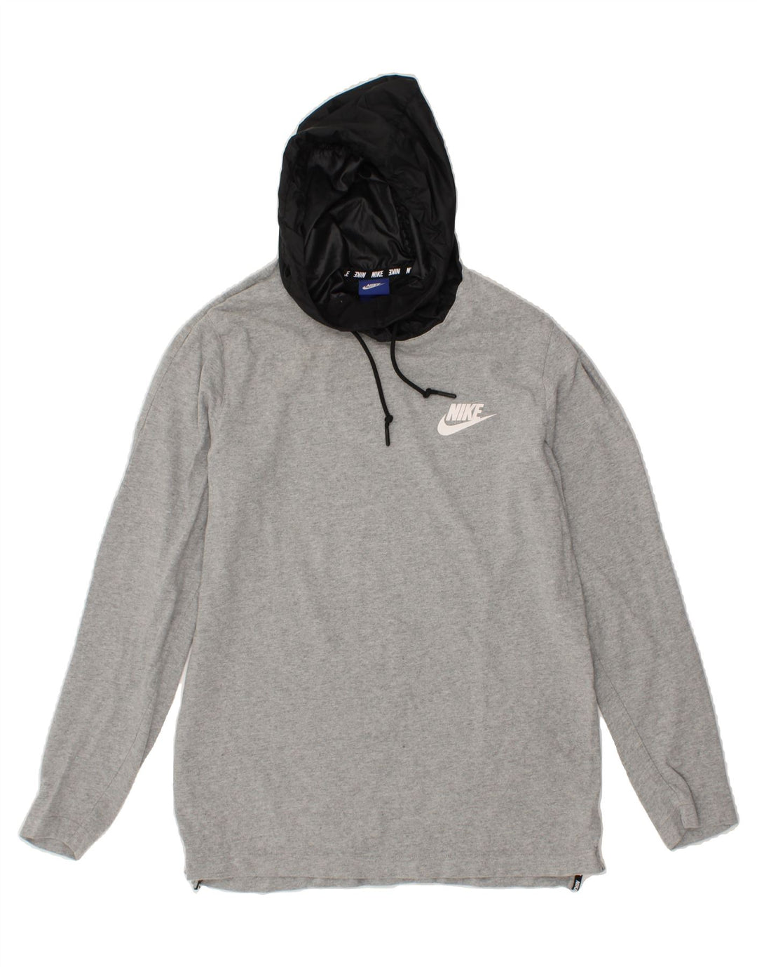 NIKE Womens Hooded Top Long Sleeve UK 14 Large Grey Cotton Vintage Nike and Second-Hand Nike from Messina Hembry 