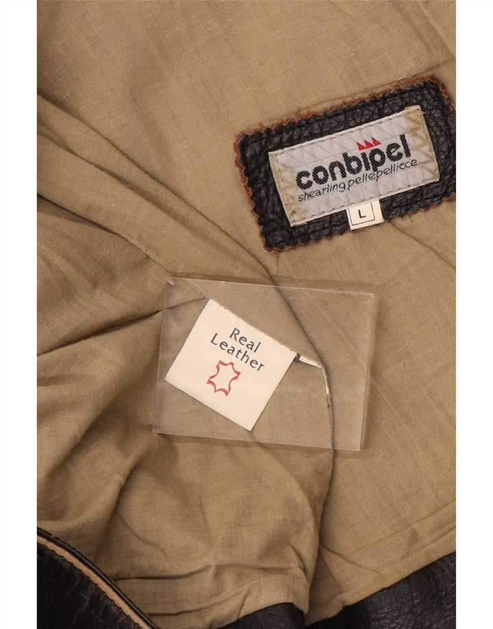 Conbipel Herre Læder Gilet UK 40 Stor Brun Læder