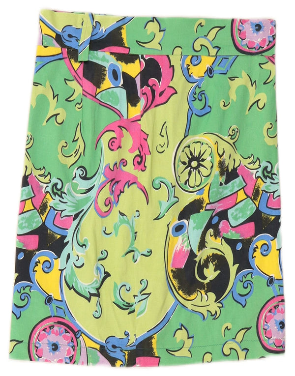 VINTAGE lige nederdel til kvinder W26 Small Green Paisley