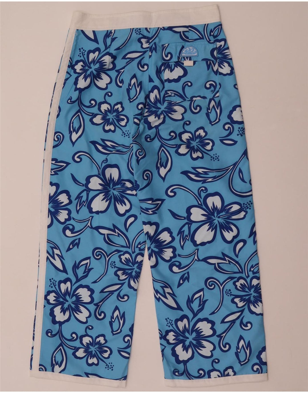 Sundek Womens Straight Cropped Trousers W32 L26 Blue Floral Polyester