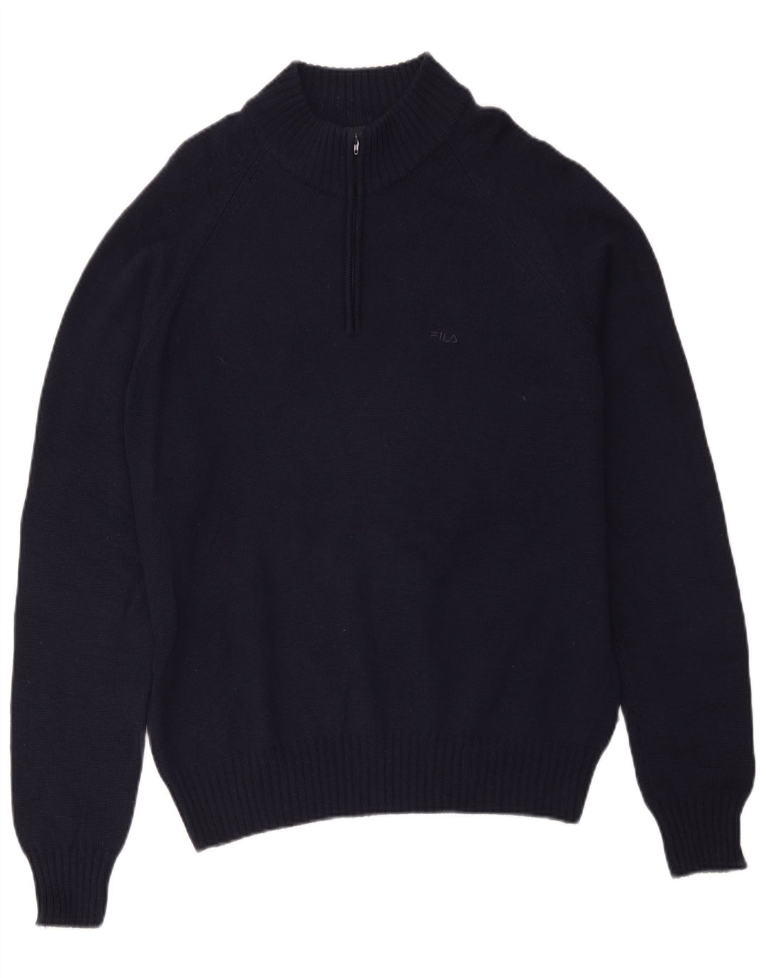 Fila Herre Zip Neck Jumper Sweater Large Navy Blue Merino Uld