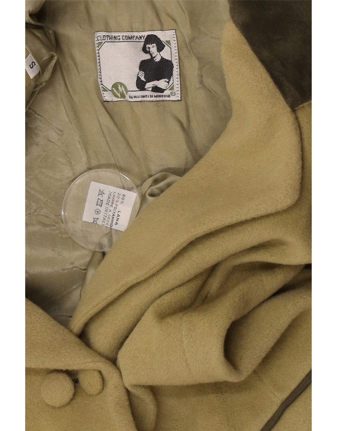 Vintage Dame Dobbeltradet Blazer Jacket UK 10 Small Khaki Wool