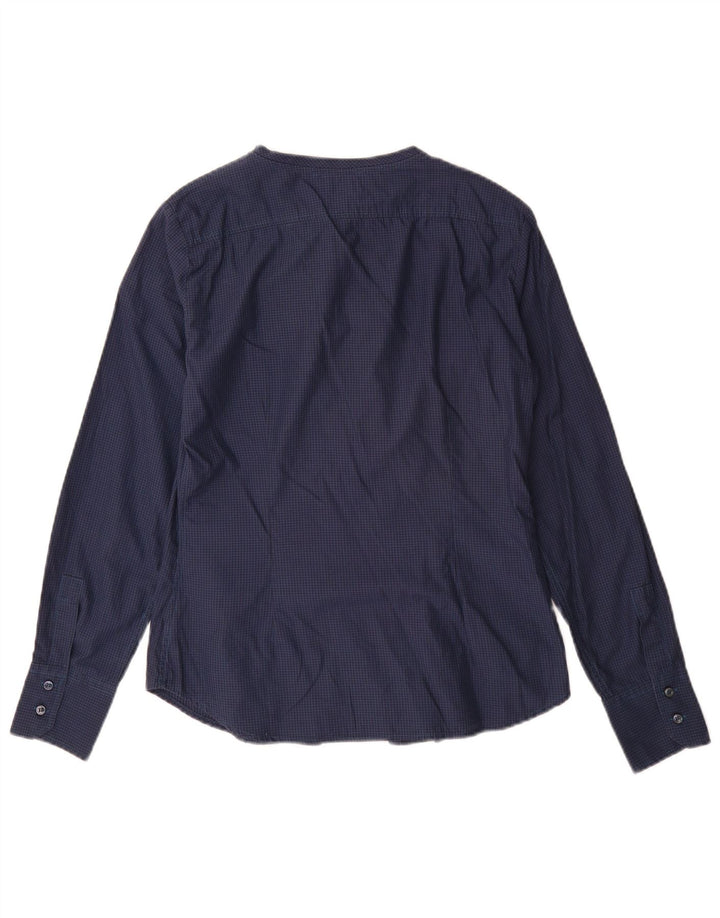 Henry s flæse foran skjorte til kvinder IT 42 Medium Navy Blue Gingham