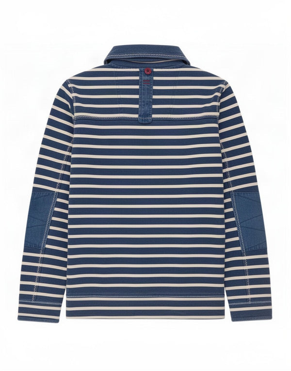 Fat Face Herre Airlie Zip Neck Sweatshirt Jumper Stor Marineblå Stribet