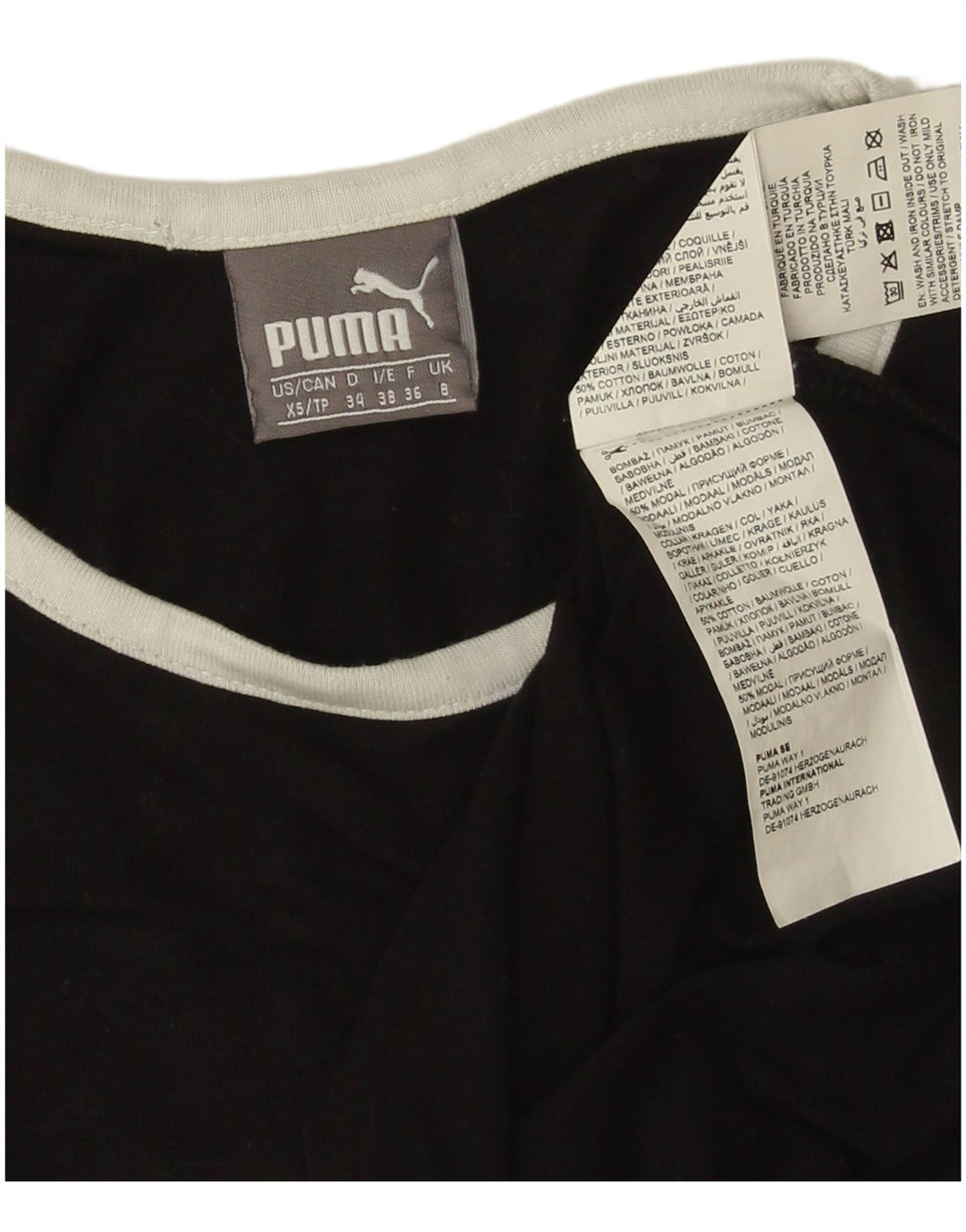Puma Dame Grafisk T-Shirt Top UK 8 Small Black Modal