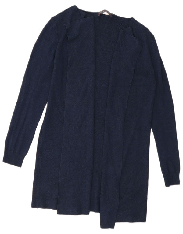 Marks & Spencer Womens Longline Open Cardigan Sweater UK 10 Small Navy Blue