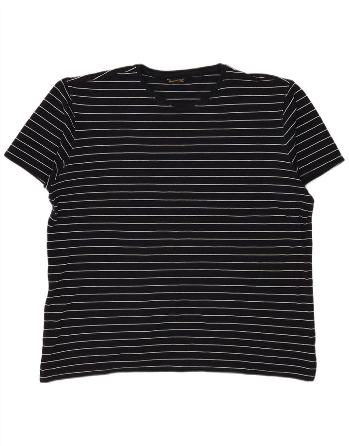 MASSIMO DUTTI Herre T-Shirt Top XL Sort Stribet