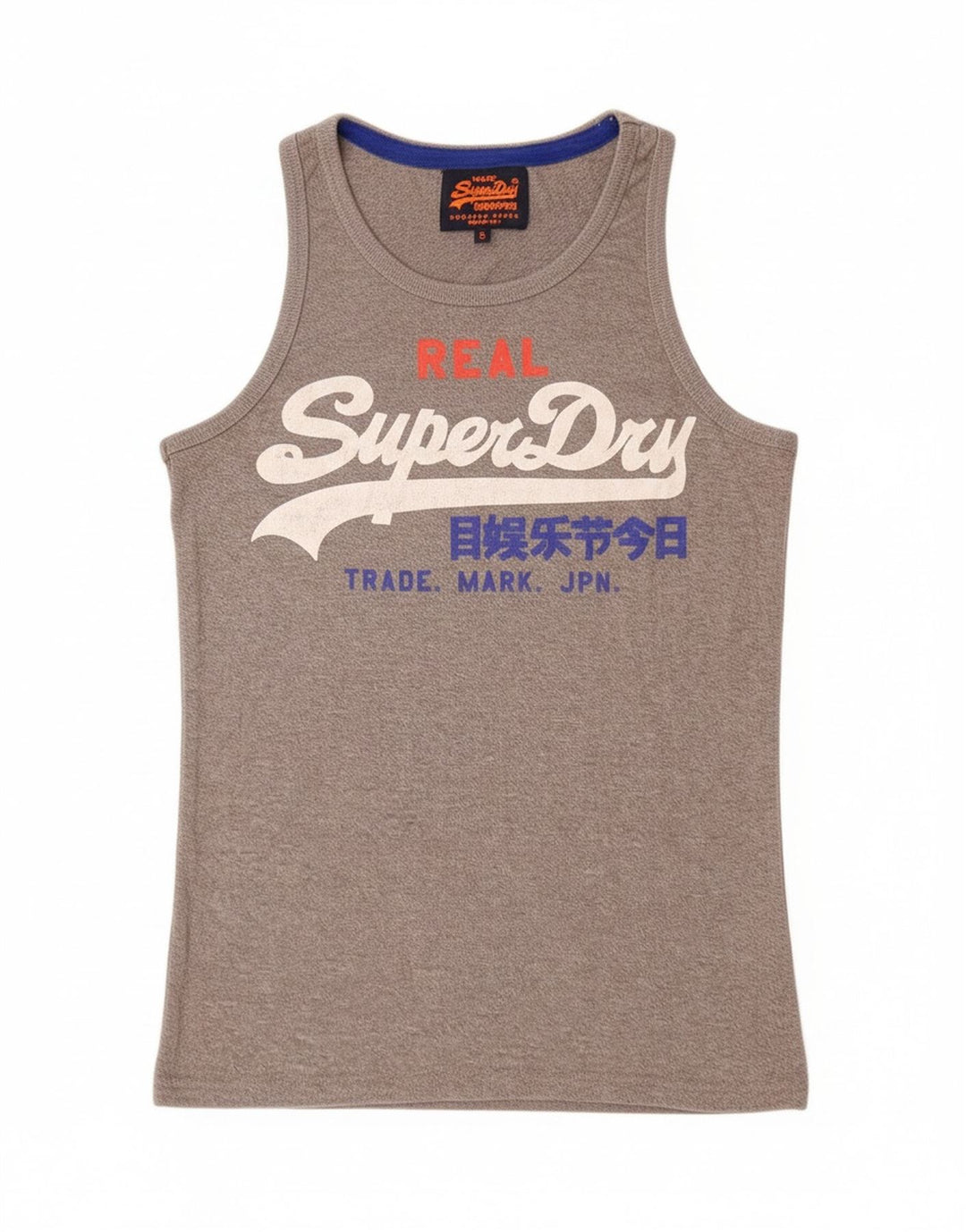 Superdry Grafisk Vest-top til mænd, lille grå flækket bomuld