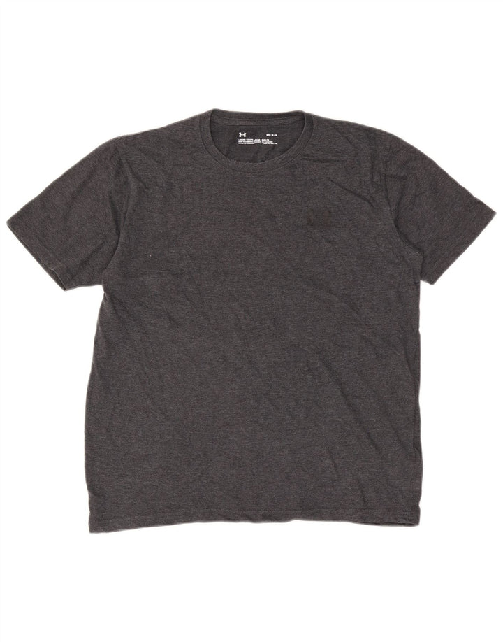 Under Armour Herre Heat Gear T-Shirt Top Medium Grey Bomuld