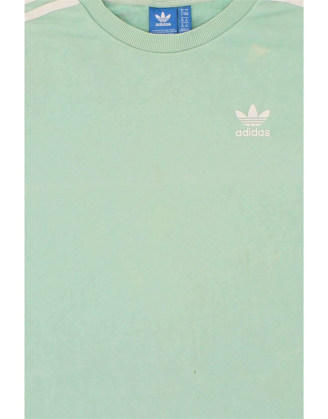 ADIDAS Womens Oversized Sweatshirt Jumper UK 8 Small Turquoise Cotton Vintage Adidas and Second-Hand Adidas from Messina Hembry 