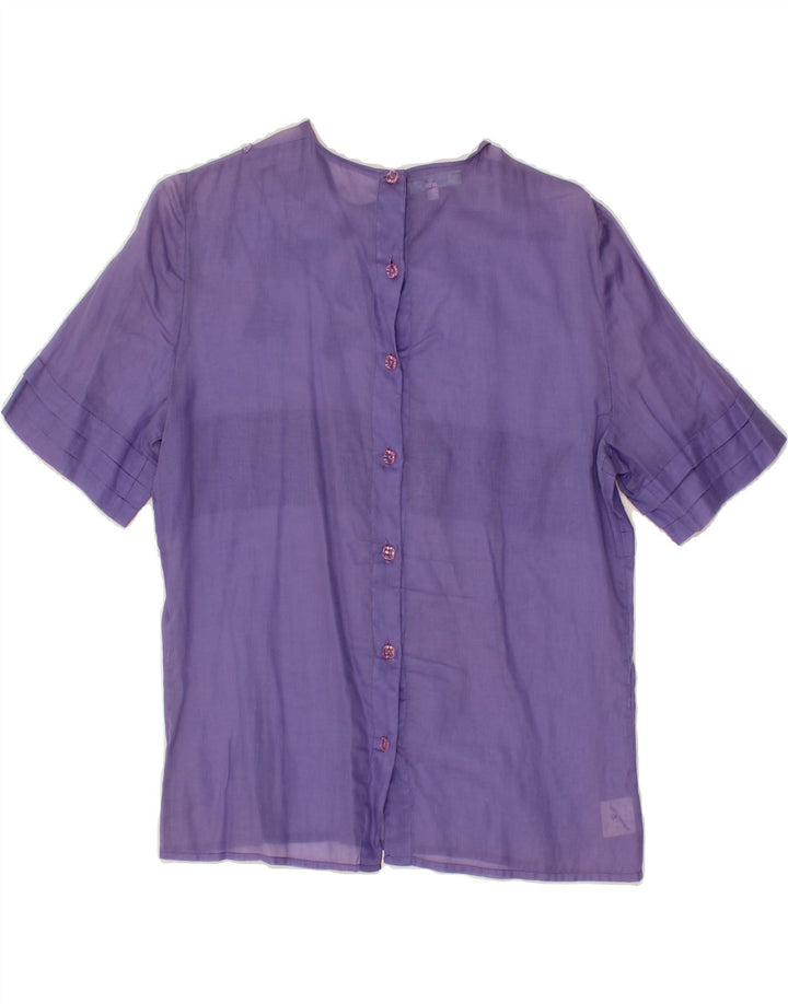 VINTAGE Womens Blouse Top IT 42 Medium Purple Floral Cotton Vintage Vintage and Second-Hand Vintage from Messina Hembry 