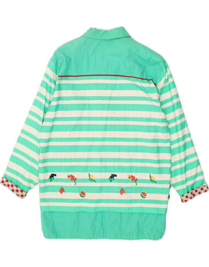 NEW FAST Womens Windbreaker Coat EU 36 Small Green Striped Cotton Vintage New Fast and Second-Hand New Fast from Messina Hembry 