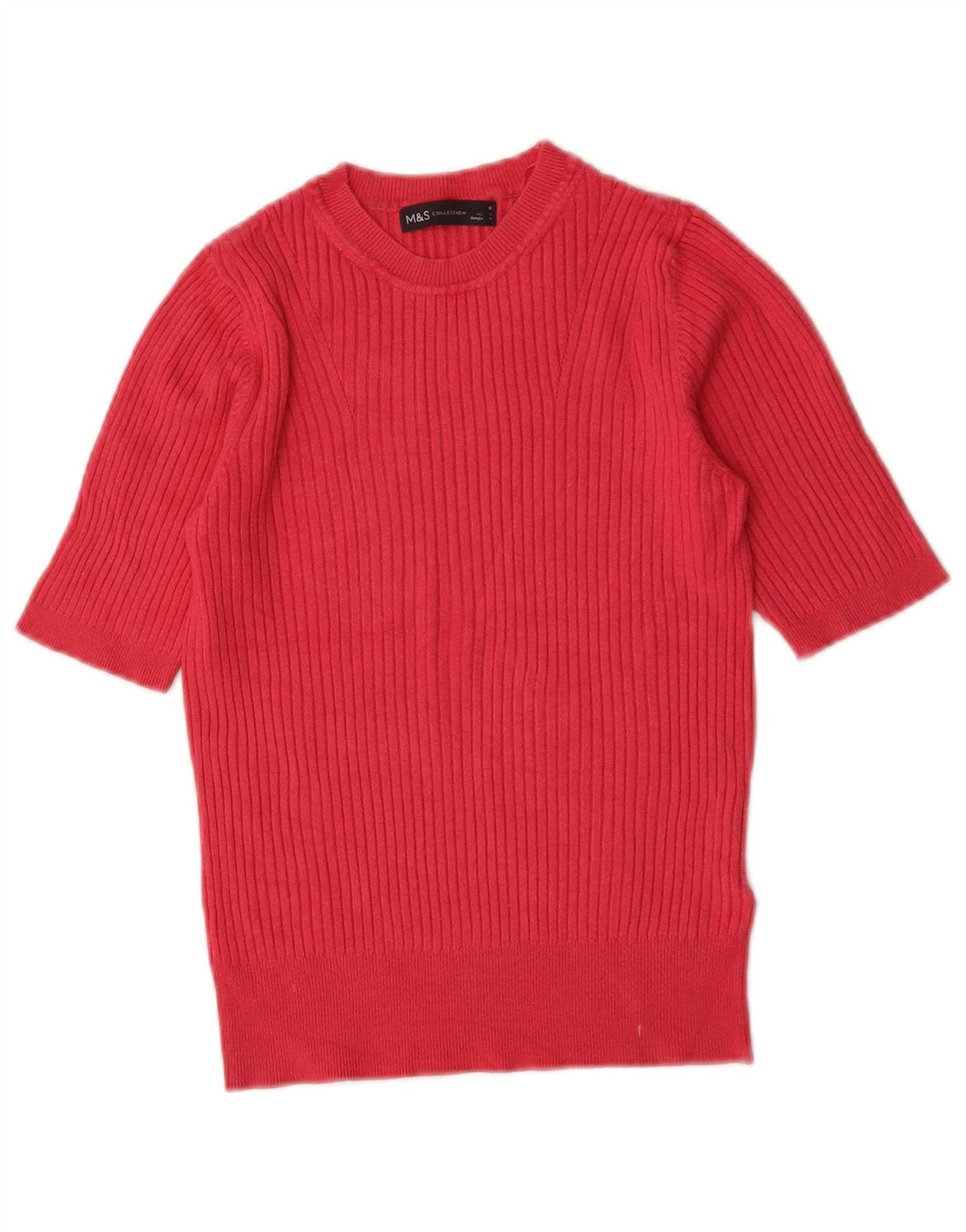 Marks & Spencer Dame Crop Crew Neck Jumper Sweater UK 8 Small Pink