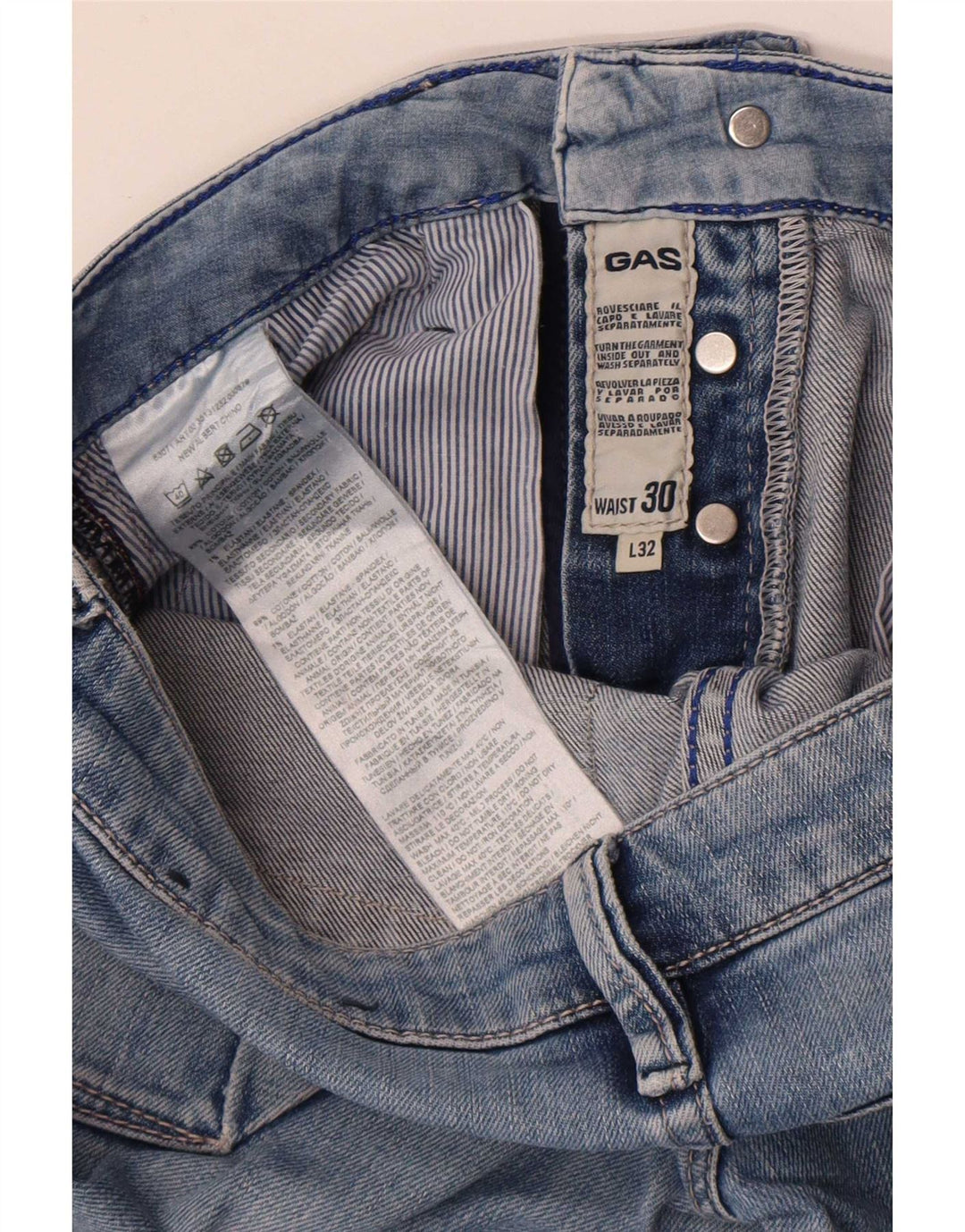 Gas Herre Slim Jeans W30 L32 Blå Bomuld